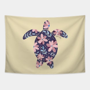 Floral Sea Turtle - muted colors Tapestry