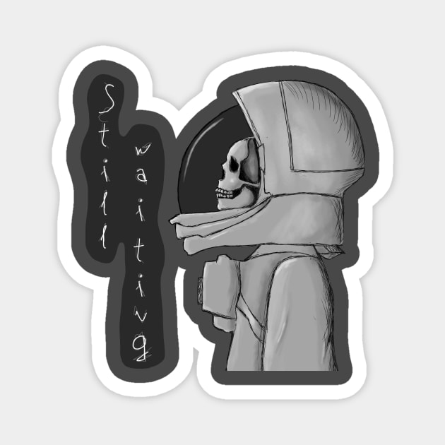 Astronaut skull Magnet by Flint Prints
