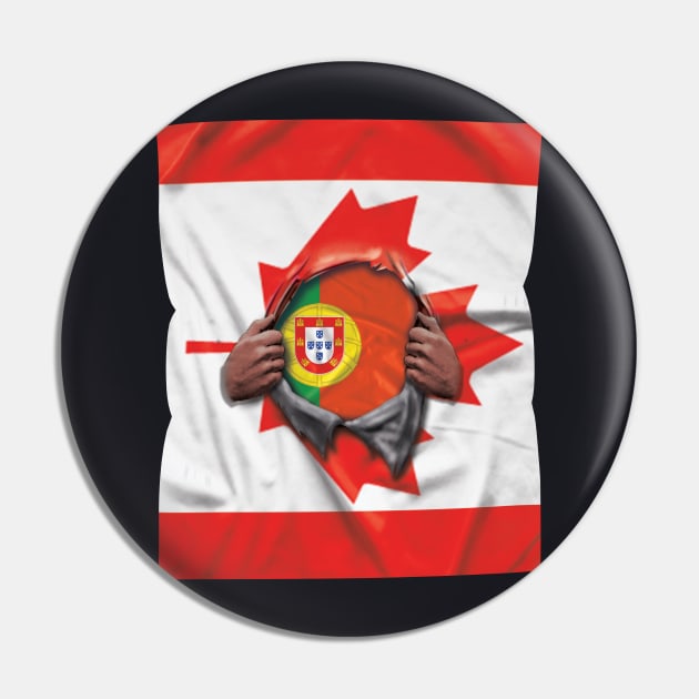 Portugal Flag Canadian Flag Ripped - Gift for Portuguese From Portugal Pin by Country Flags