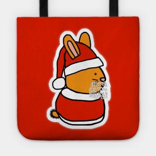 Cute Christmas Bunny Santa Suit Hat White Beard Tote