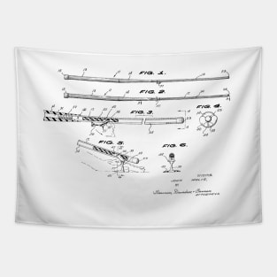 Billiard Cue Stroke Guiding Stem Vintage Patent Drawing Tapestry