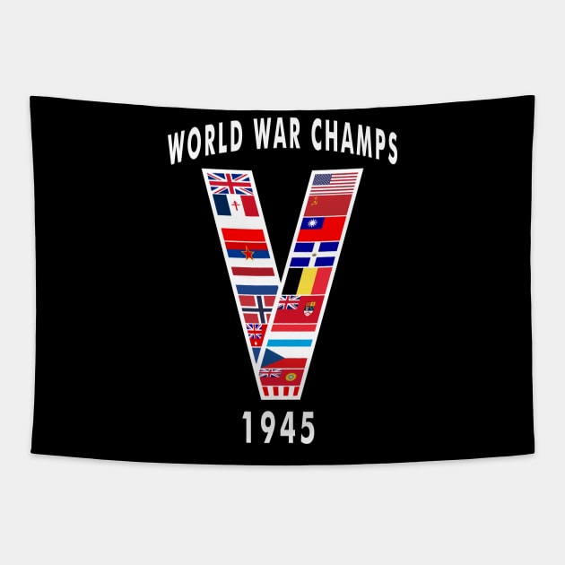 World War Champs 1945  V for Victory V-E Day Tapestry by DesignedForFlight