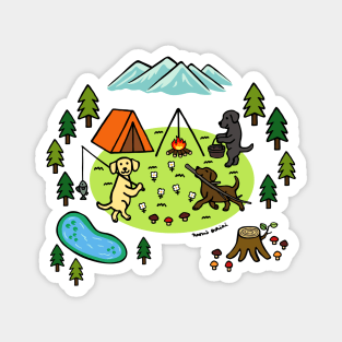 Cute Labrador Retriever Campsite Cartoon Magnet