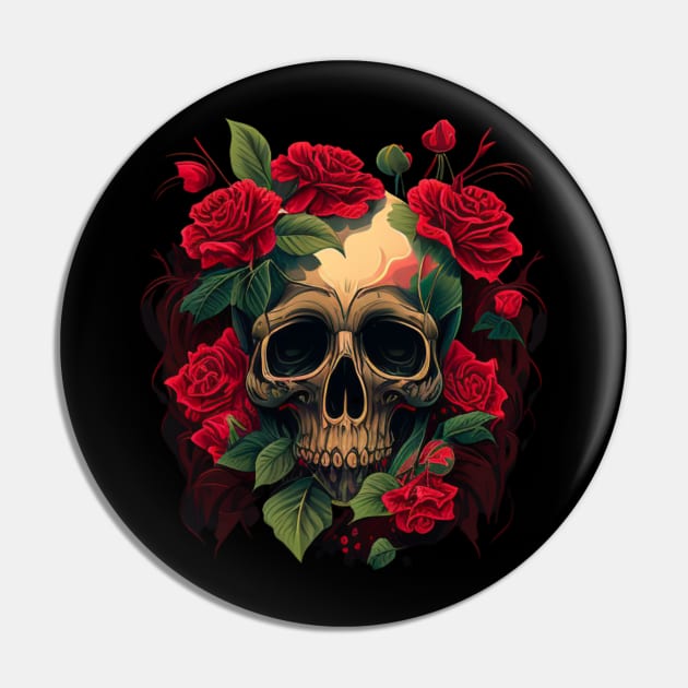 Flower skull Pin by Crazy skull