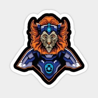 Lion cyborg illustration Magnet