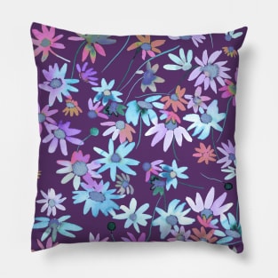 Daisies Spring Countryside Blue Pillow