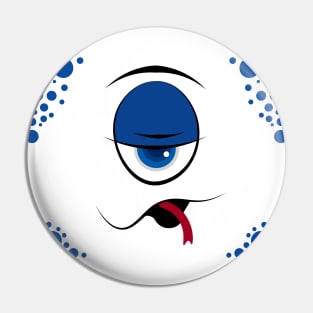 Cartoon one eyed face Pin