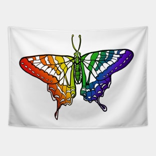 Rainbow Pride Butterfly Tapestry