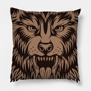 Vintage roaring wolf Pillow