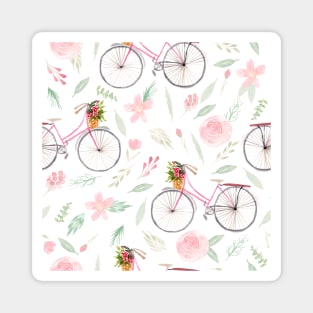 Whimiscal Bicycles | Watercolor | Rose pink Magnet