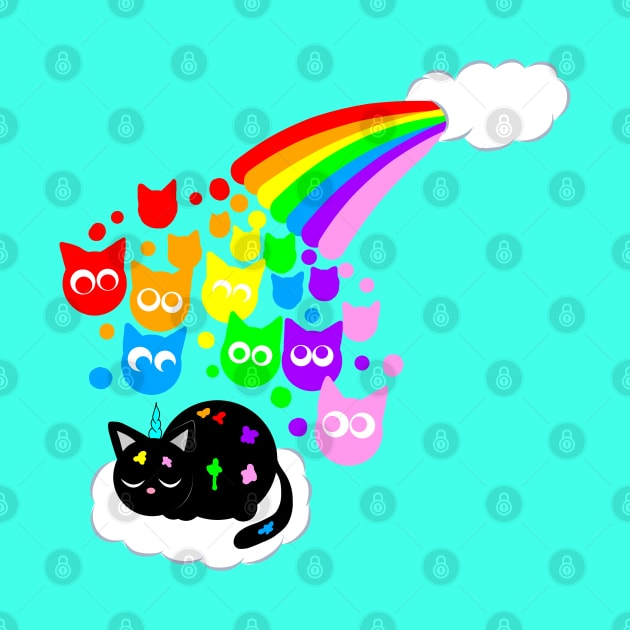 Rainbow kitty rain by MelanieJeyakkumar