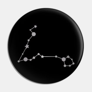 Pisces Zodiac Constellation in Silver - Black Pin