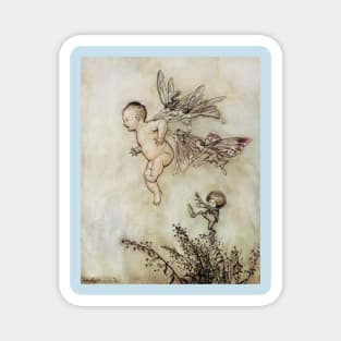 Fairies Teaching Peter to Fly - Peter Pan in Kensington Gardens - Arthur Rackham Magnet