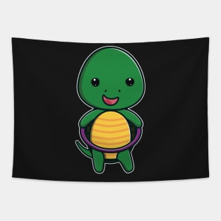 Cute Kawaii Turtle Hula Hooping Gift graphic Tapestry