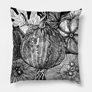 Pumpkins and mushrooms Pillow