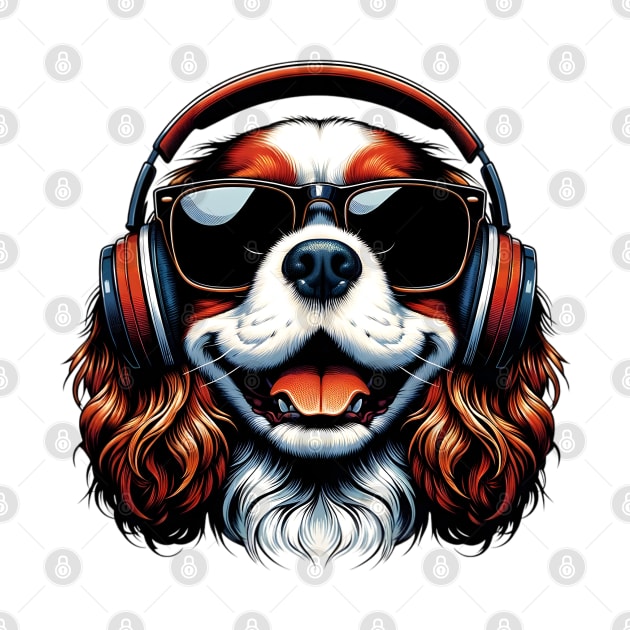 Cavalier King Charles Spaniel as Smiling DJ in Japanese Art Style by ArtRUs