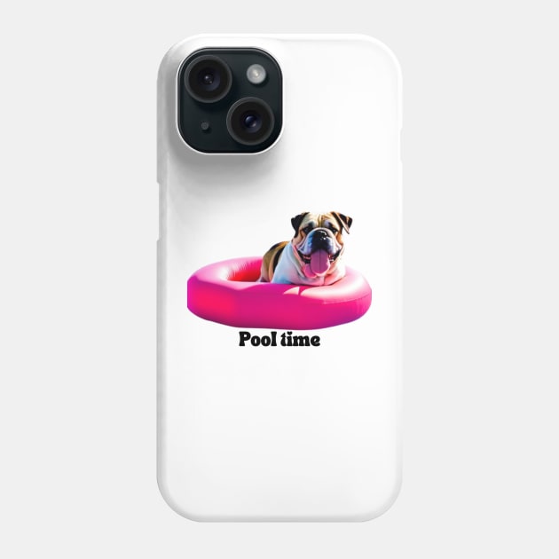 Bulldog on pool float Phone Case by ThePawPrintShoppe