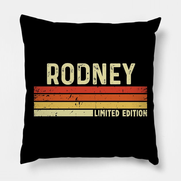 Rodney First Name Vintage Retro Gift For Rodney Pillow by CoolDesignsDz