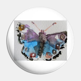 Blue Butterfly Watercolor Painting Pin