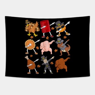 Dabbing Turkey T Rex Thanksgiving Boys Kid Funny Dab Tapestry