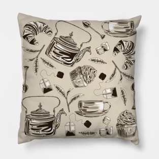 The vintage tea set Pillow