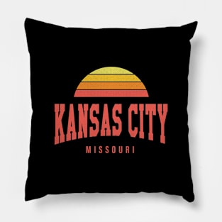 Kansas City, Missouri - MO Retro Sunrise/Sunset Pillow