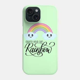 Create Your Own Rainbow with Kawaii Cute Clouds in Green Phone Case