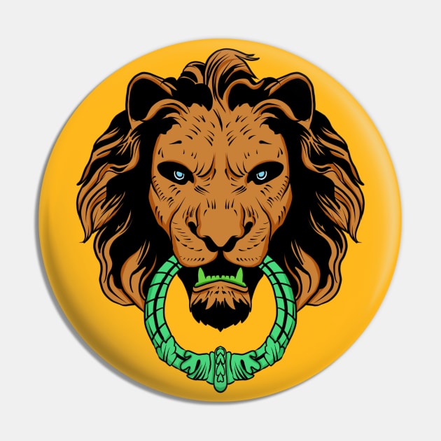 Yellow lion head Pin by Pulseender