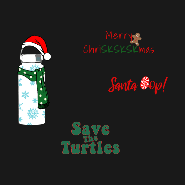 Christmas Holiday Water Bottle Sticker Set Gifts Save the Turtles Santa Oop VSCOGRL Visco Girl Red Green Merry Christmas SKSKSK by gillys