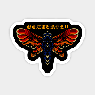 Butterfly Colorfull Skull Art Magnet