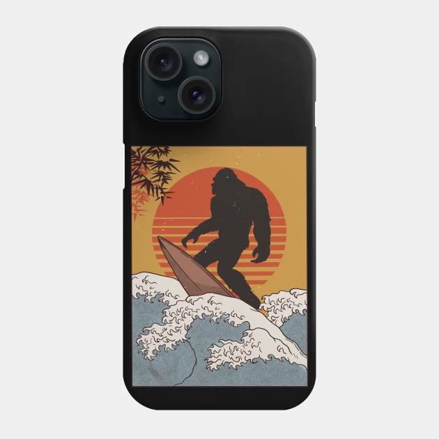 Japanese Vintage Kanagawa Art - Surfing Bigfoot Hanging Ten Phone Case by Dibble Dabble Designs