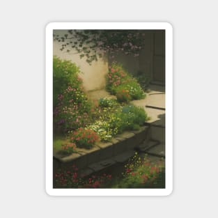 Lovely Apartment Garden - Small Romantic Art Magnet