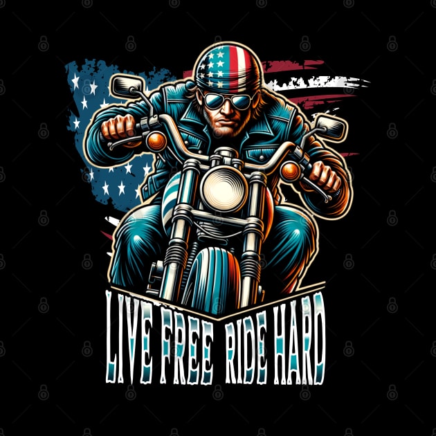 Live Free Ride Hard Biker by Odetee