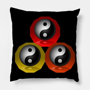 Yin Yang Triangle - Red, Orange and Yellow Pillow