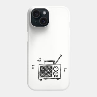 Transistor Radio Line Drawing in Black Phone Case