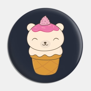 Kawaii Polar Bear Ice Cream T-Shirt Pin