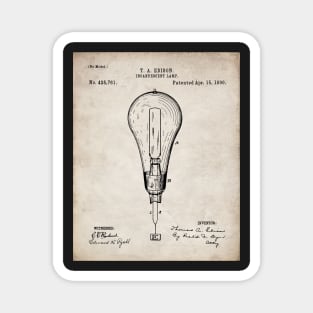 Edison Lamp Patent - Housewarming Home Hallway Entry Decor Art - Antique Magnet