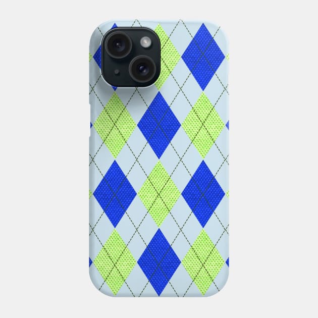 Blue and Green Argyle Phone Case by terrybain