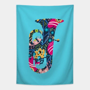 Festival Floral Folk Art Tuba Tapestry