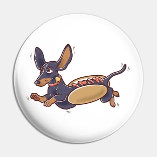 Cute Running Hot Dog Dachshund Pin