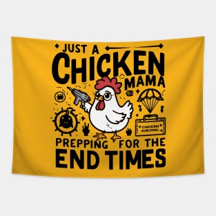 Humorous Chicken Prepper Survivalist Image Tapestry