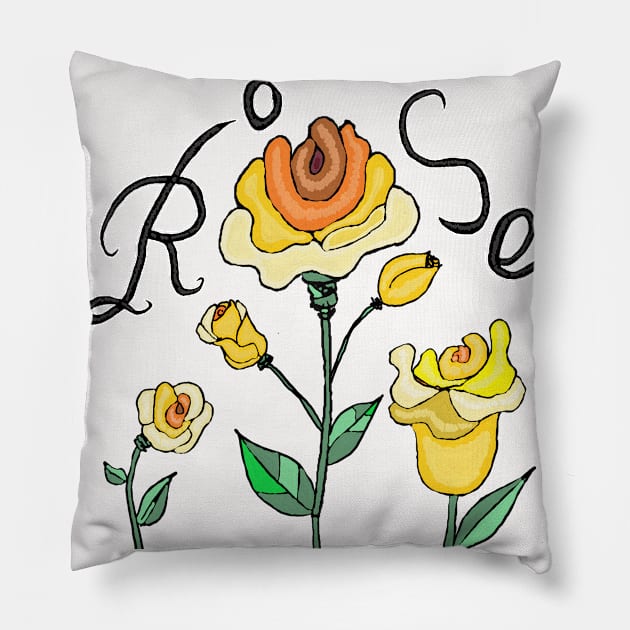 yellow roses, oil painting Pillow by zzzozzo