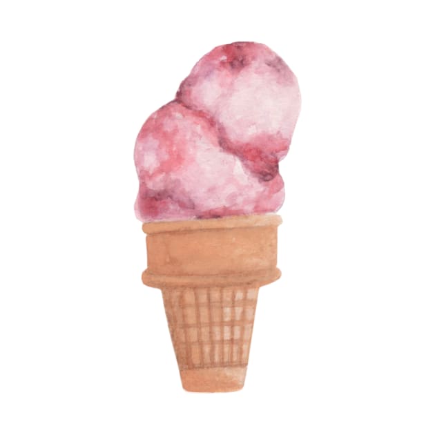 Waffle ice cream watercolor by GinaaArts