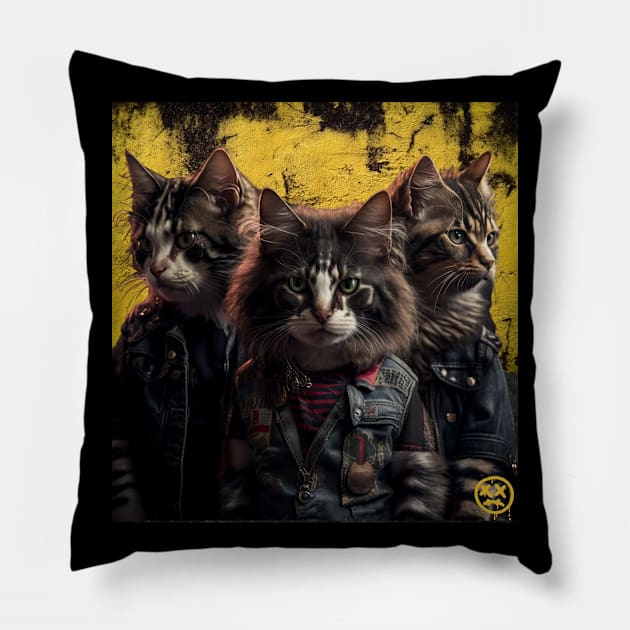 Punk cats band Pillow by Stitch & Stride