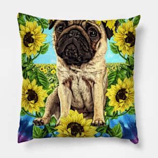 Flower pug Pillow