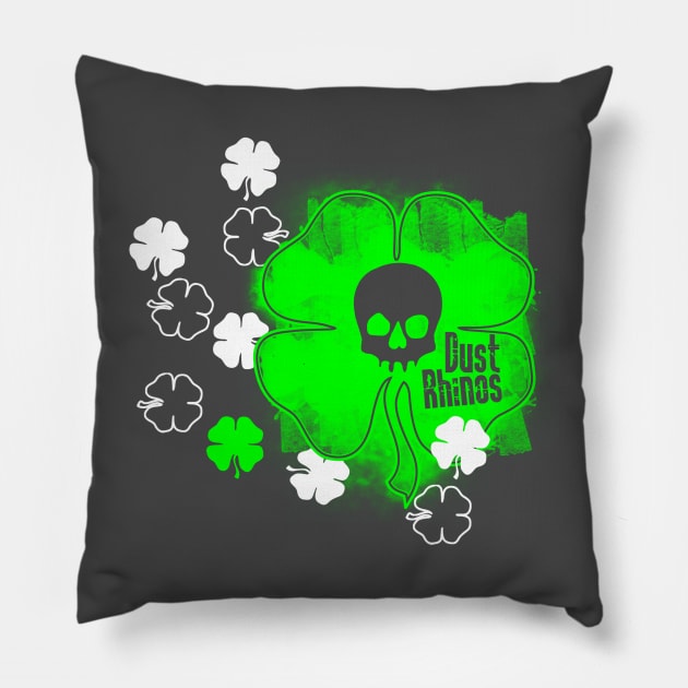 DR Skull and Shamrock Green Pillow by Dust Rhinos Swag Store