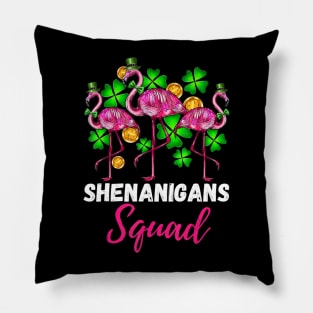 Shenanigan Squad Irish Flamingo St Patrick's Day Pillow