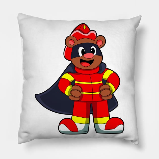 Bear as Firefighter with Mask Pillow by Markus Schnabel