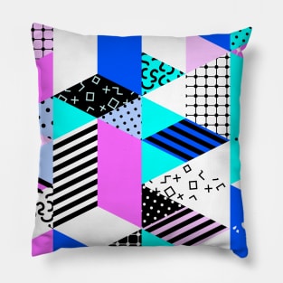 Memphis Style Neck Gator Colorful Shapes 80's Inspired 1980 Eighties Pillow