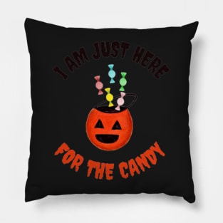 I Am Just Here For the Candy Card, Funny Halloween Gift Idea (Portrait) Pillow